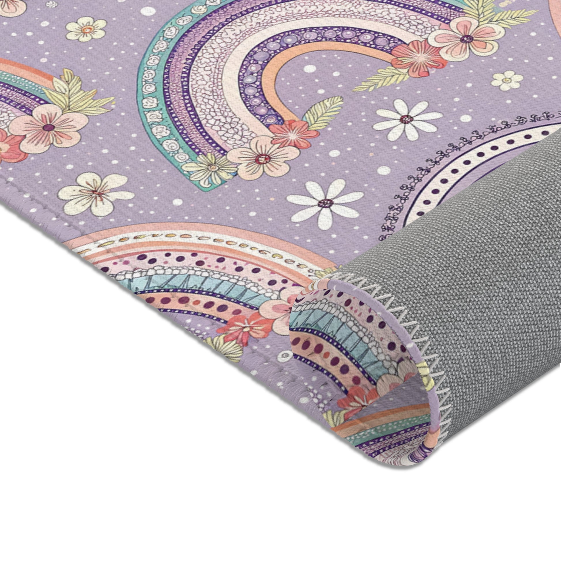 Posy Rainbows area rug in the large size