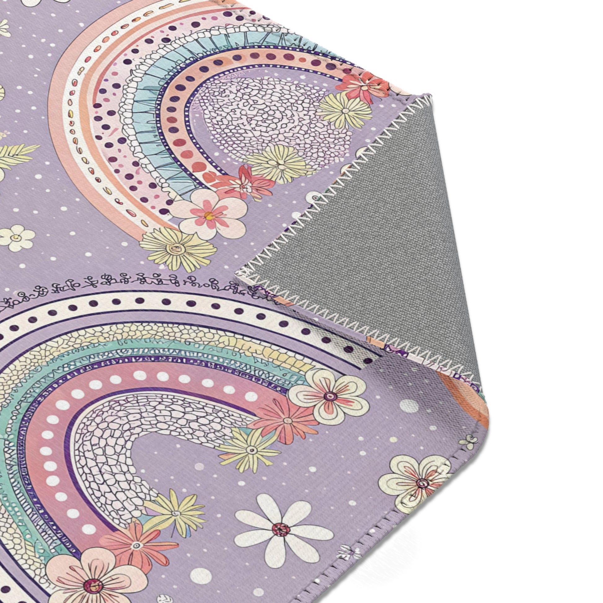 Posy Rainbows rectangular nursery area rug