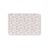 Ribbon Goose fitted crib sheet on a nursery crib mattress