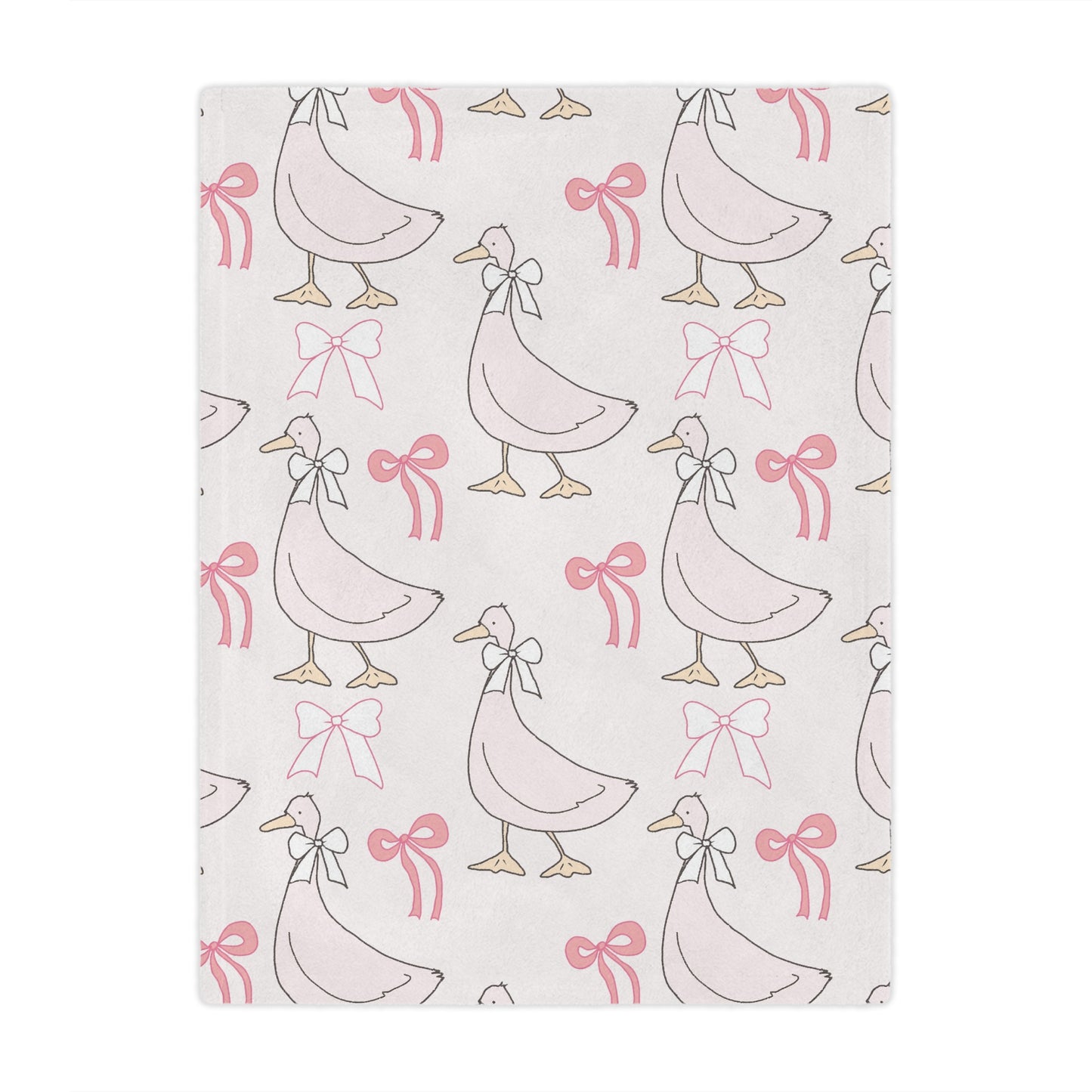 Minky baby blanket in soft pink geese and bows