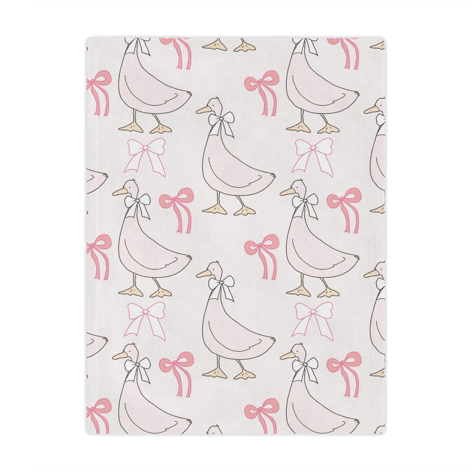 Minky baby blanket in soft pink geese and bows