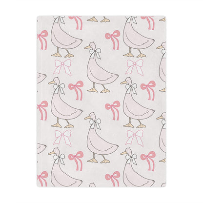 Minky baby blanket in soft pink geese and bows