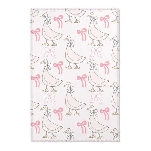 Ribbon Goose nursery area rug in a baby girl's bedroom