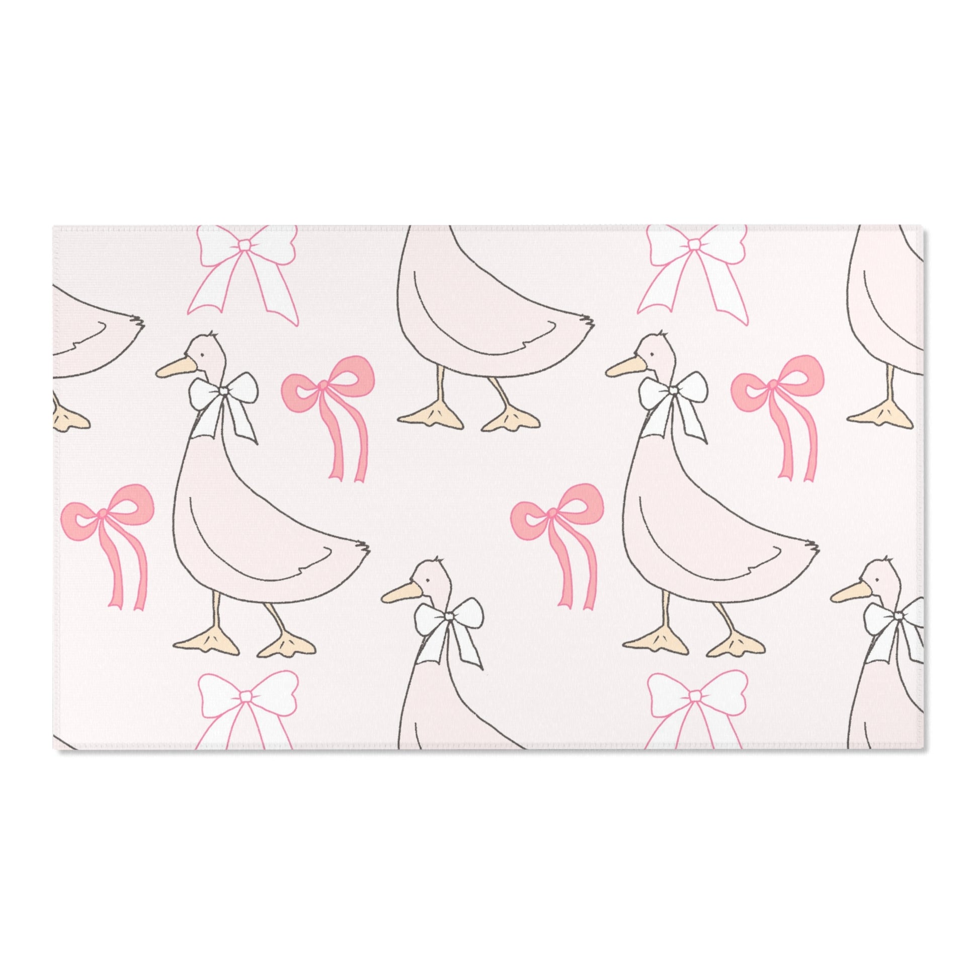 Ribbon Goose area rug on a light wood floor