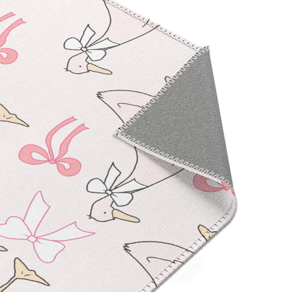 Ribbon Goose rug in a baby girl's nursery
