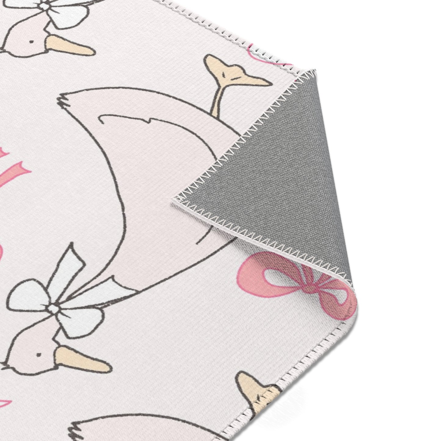 Ribbon Goose nursery rug edge and pile detail