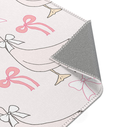 Ribbon Goose nursery area rug in landscape orientation