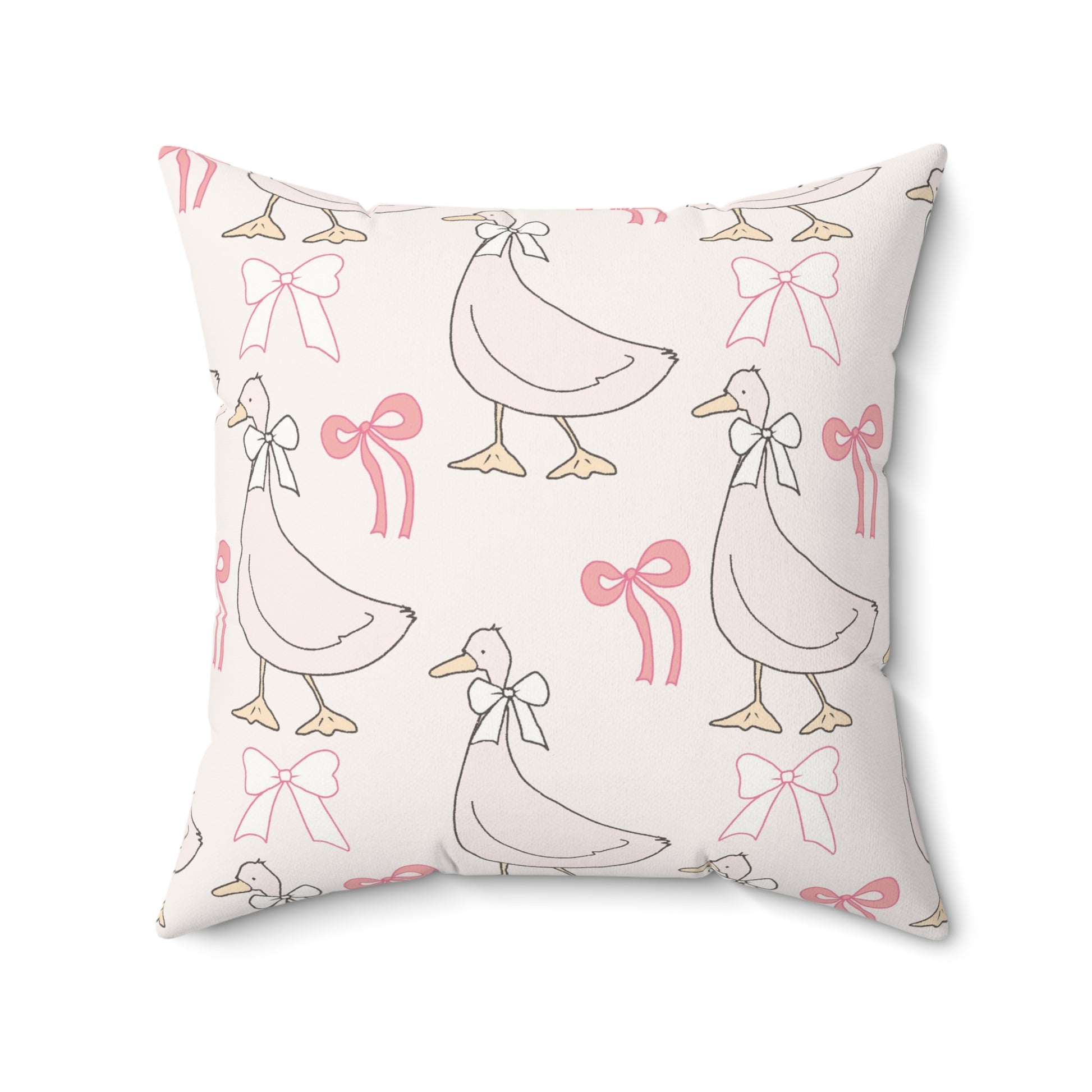 Square nursery cushion in blush pink with geese