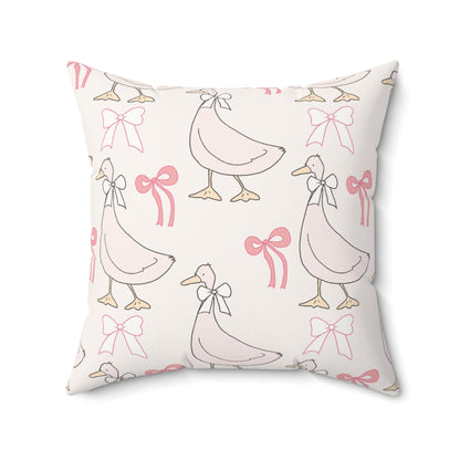 Square nursery cushion in blush pink with geese