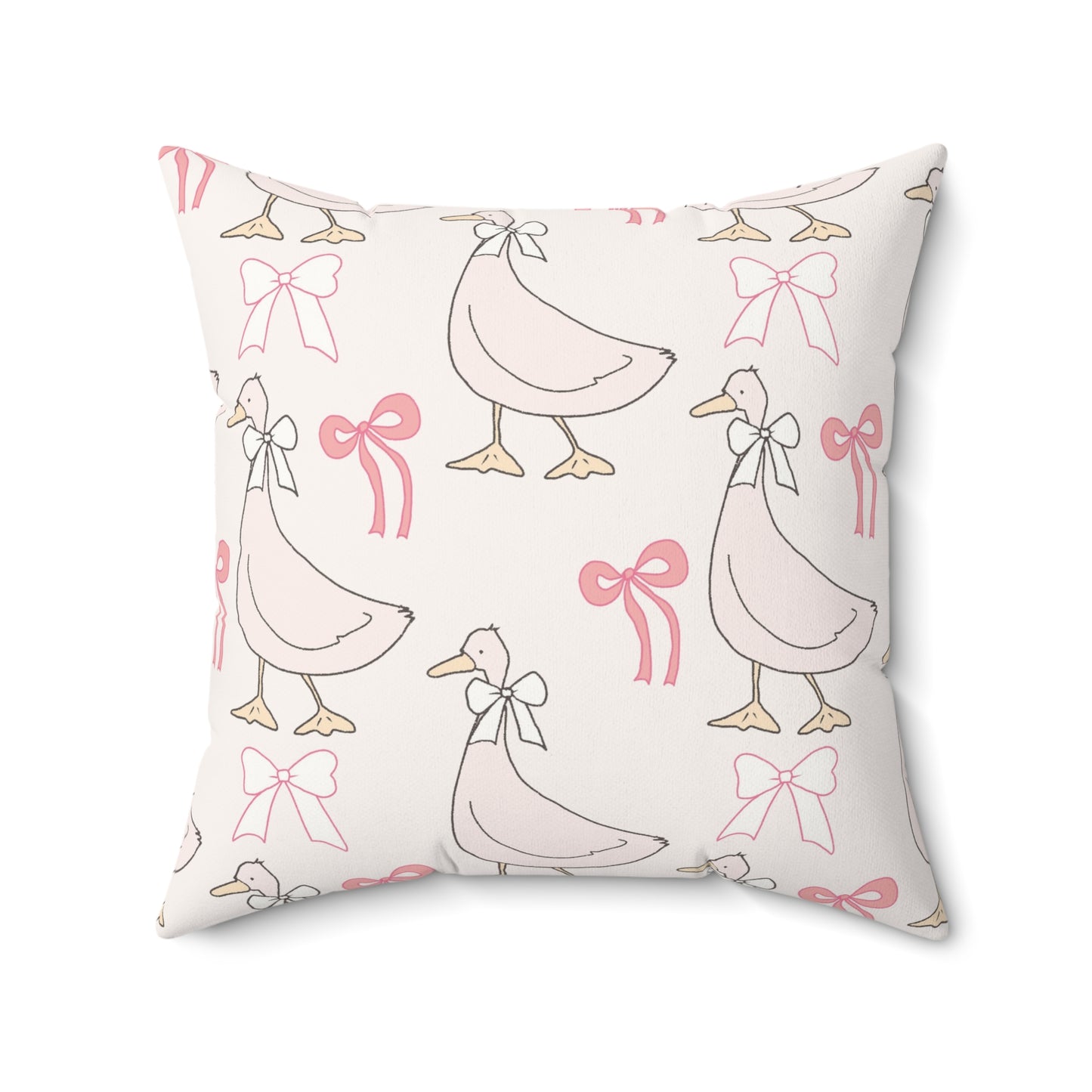 Close detail of the Ribbon Goose print on the pillow