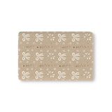 Ribbon Meadow fitted crib sheet on a nursery crib mattress