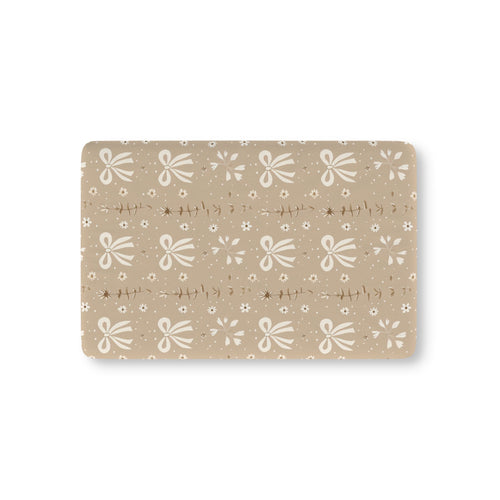 Ribbon Meadow fitted crib sheet on a nursery crib mattress