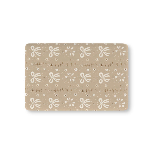 Ribbon Meadow fitted crib sheet on a nursery crib mattress