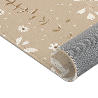Corner detail of the Ribbon Meadow nursery area rug