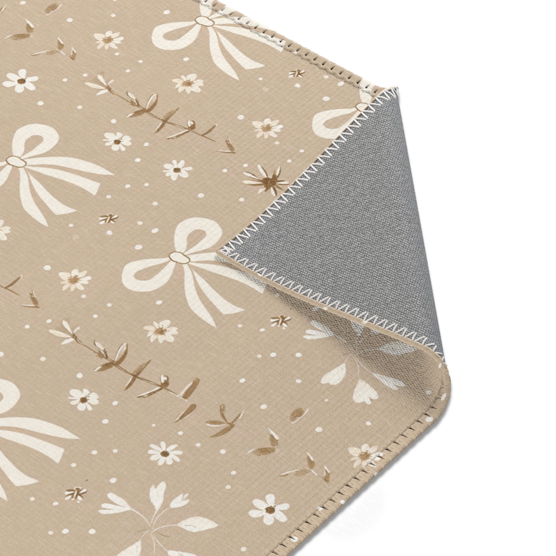 Ribbon Meadow nursery rug pattern shown flat