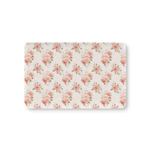 Rose Bouquet fitted crib sheet on a nursery crib mattress