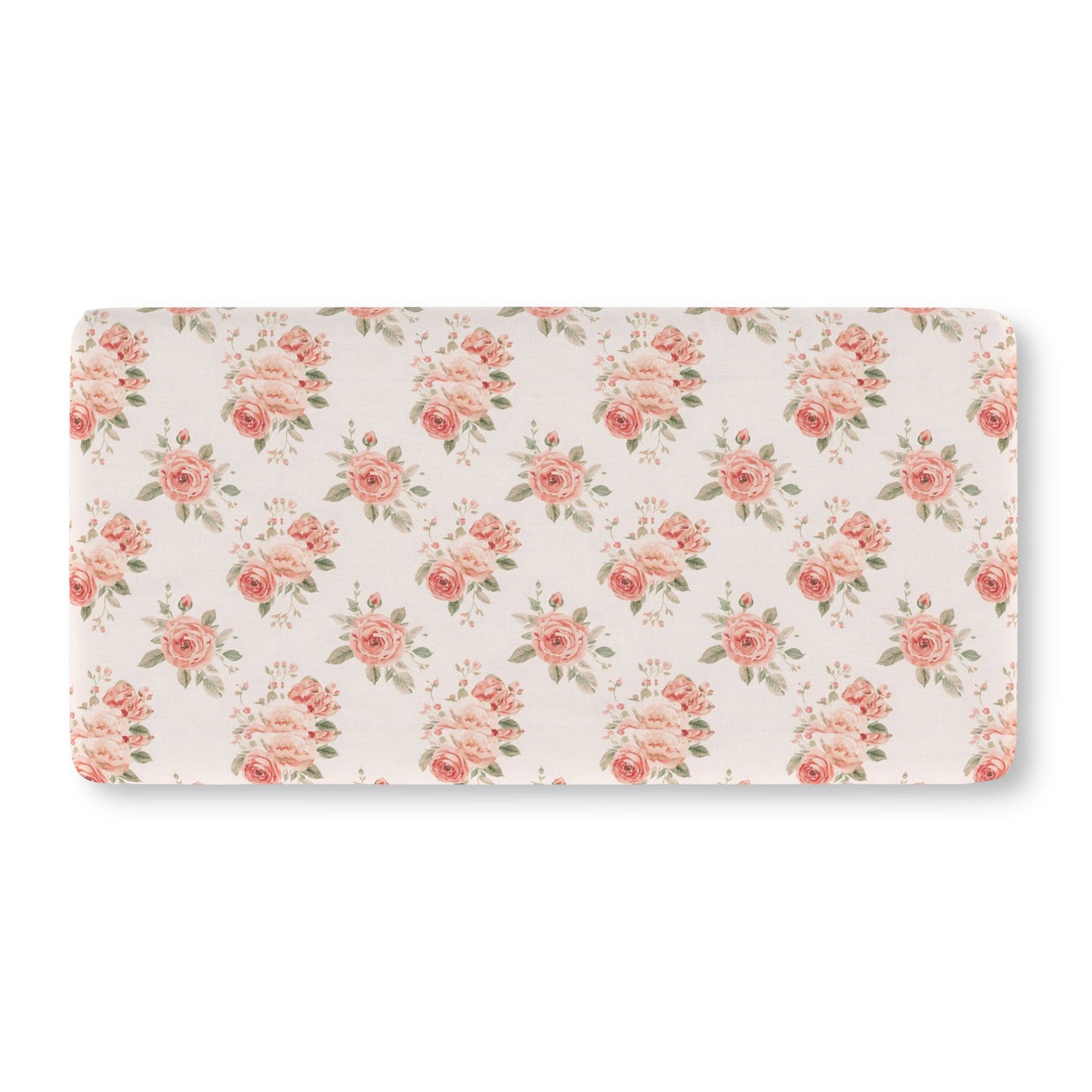 Fitted crib sheet with watercolour blush rose bouquets