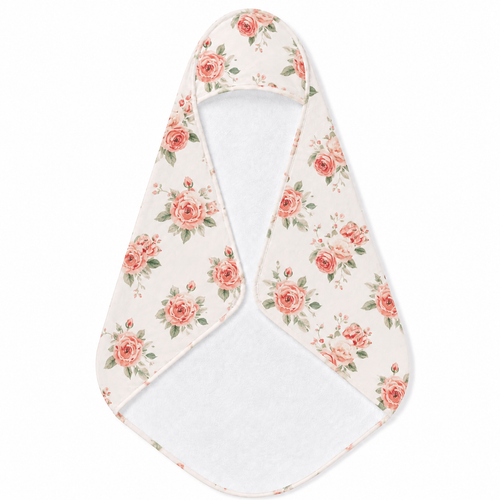 Rose Bouquet hooded baby towel wrapped around a baby