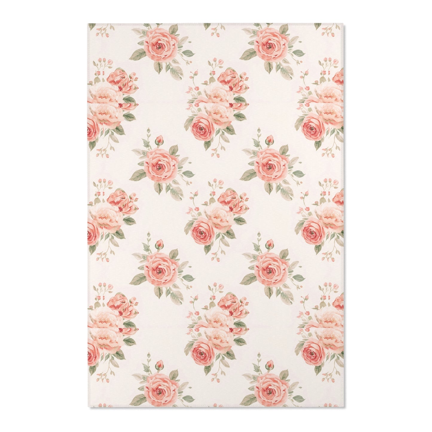 Close detail of the rose bouquets on the nursery area rug