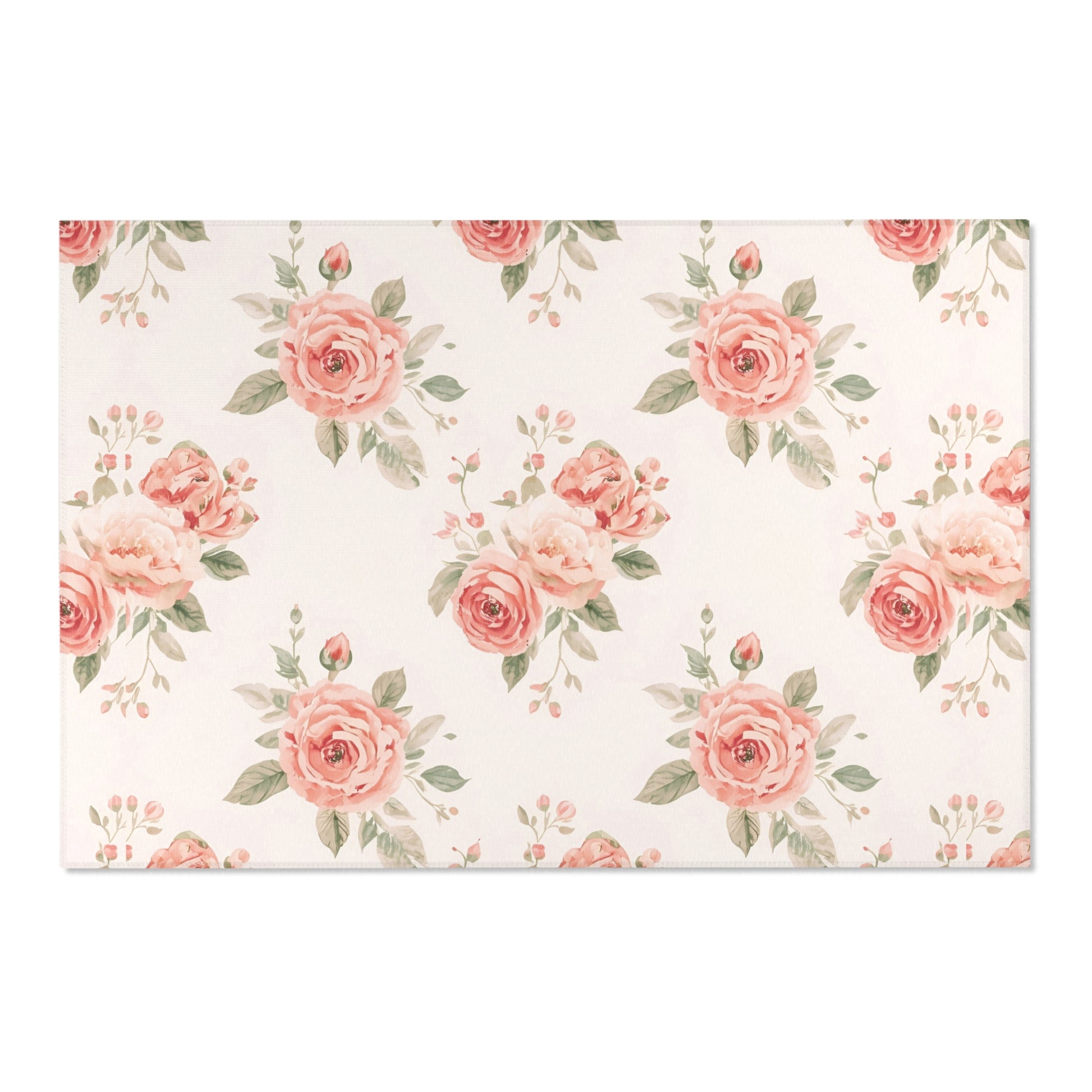 Low pile nursery rug with spaced blush rose posies