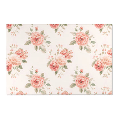 Low pile nursery rug with spaced blush rose posies