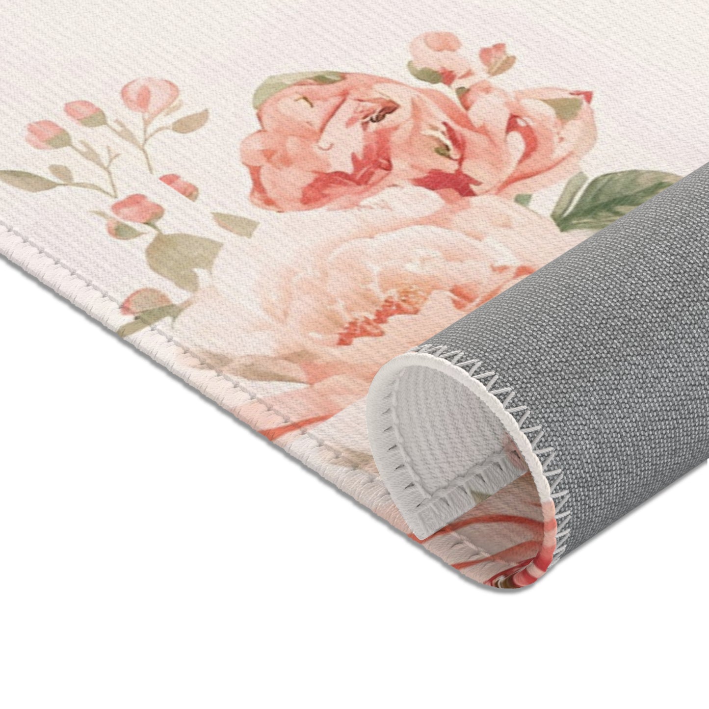 Corner detail of the Rose Bouquet nursery area rug
