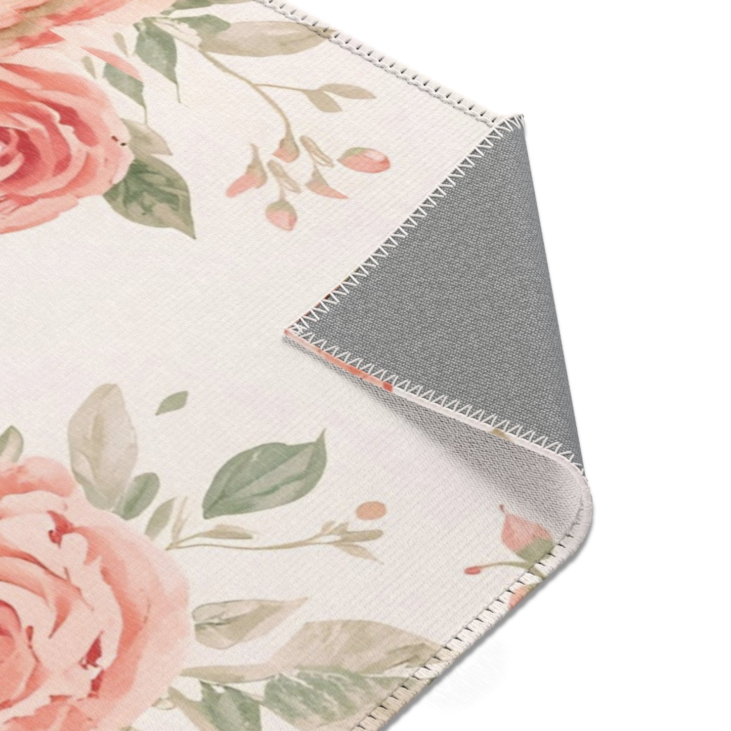 Rose Bouquet rug print detail in blush and coral