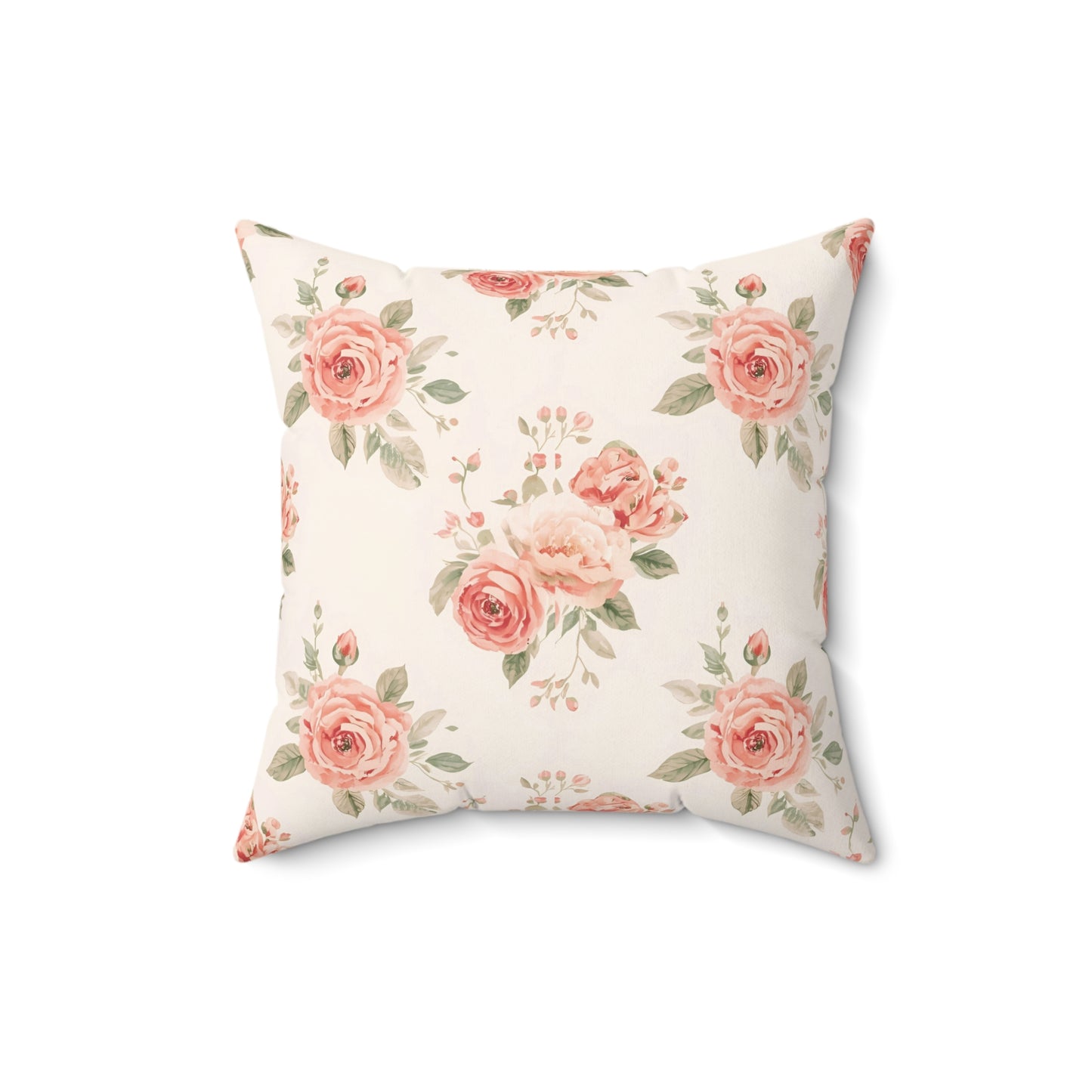 Faux suede nursery pillow with watercolour rose bouquets
