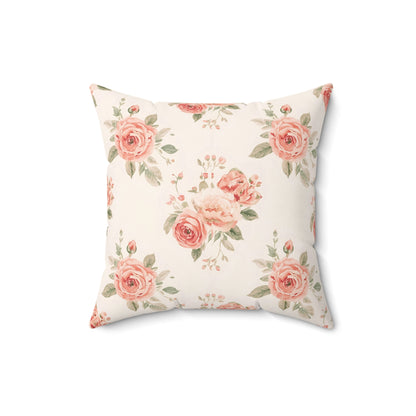 Faux suede nursery pillow with watercolour rose bouquets