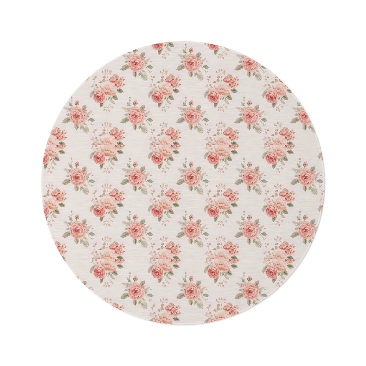 Rose Bouquet round nursery rug on a baby room floor