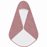 Rose Damask hooded baby towel wrapped around a baby