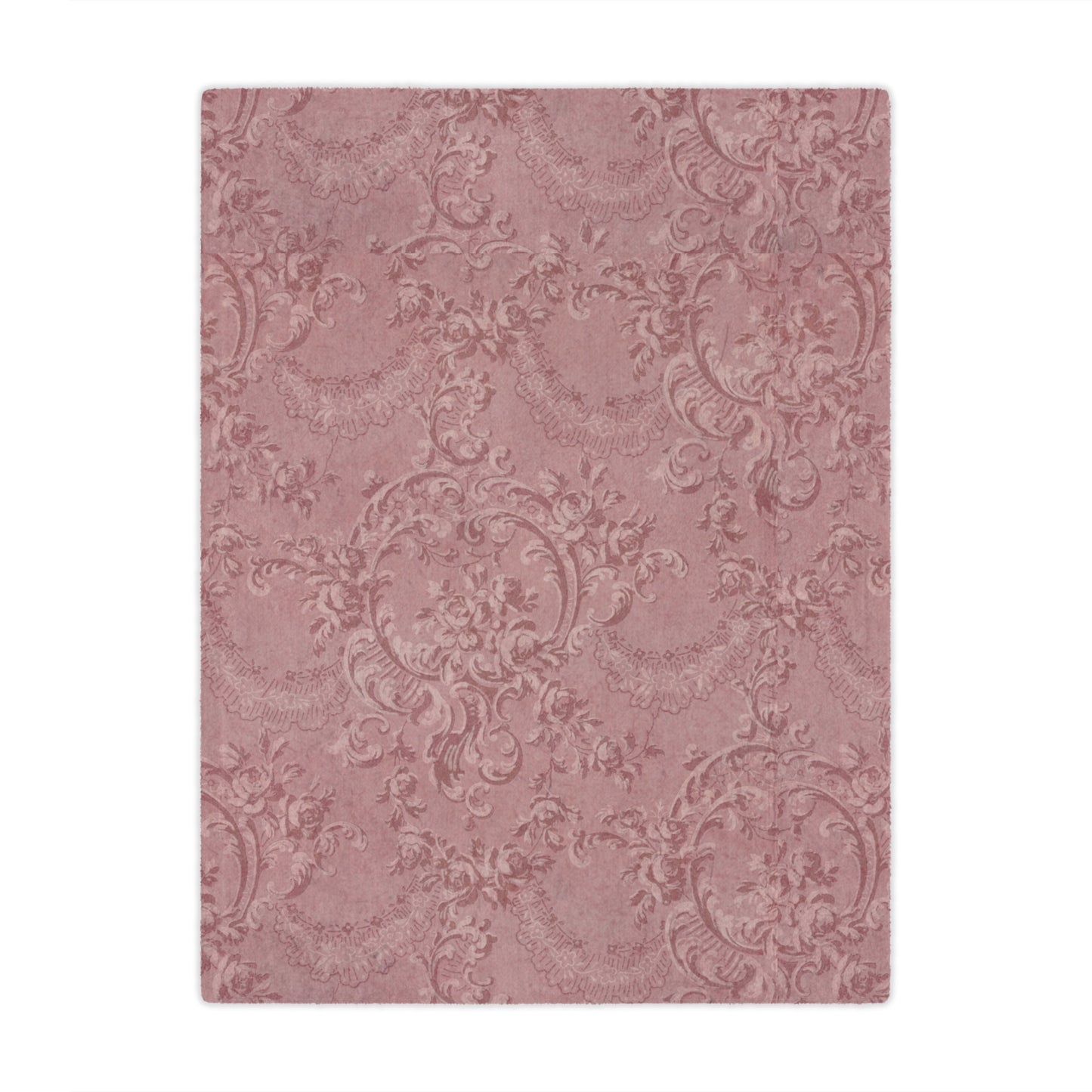 Minky baby blanket in tonal dusty rose, Rose Damask print