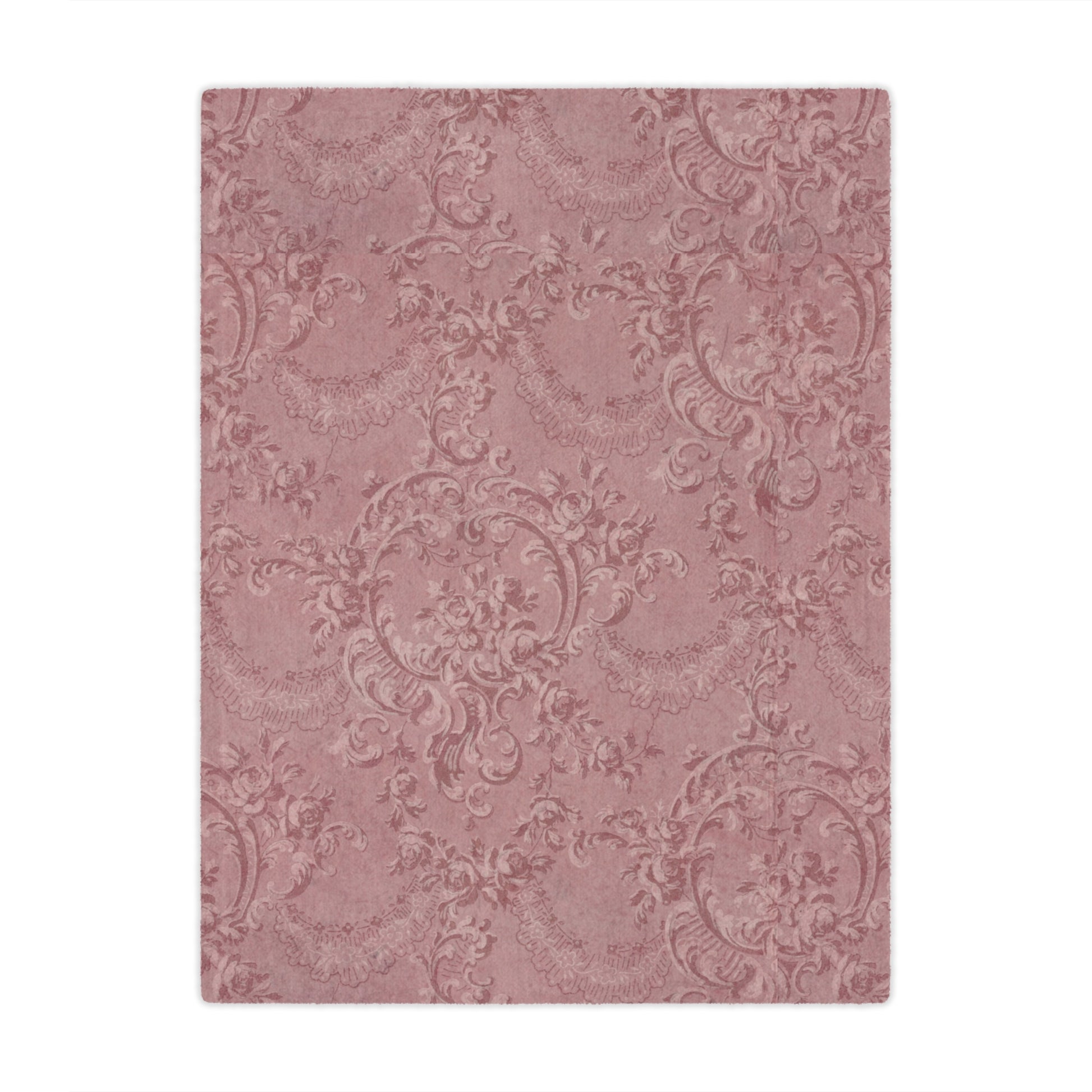 Minky baby blanket in tonal dusty rose, Rose Damask print