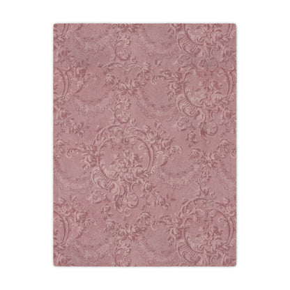 Minky baby blanket in tonal dusty rose, Rose Damask print