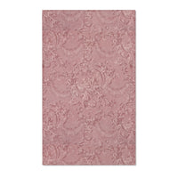 Vintage damask nursery area rug in tonal dusty rose