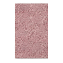 Vintage damask nursery area rug in tonal dusty rose