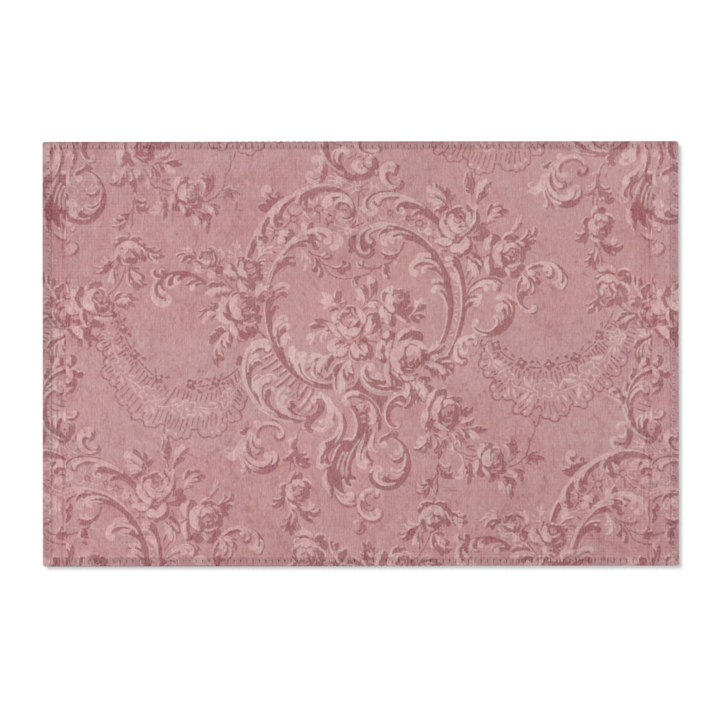 Rose Damask area rug shown in landscape orientation