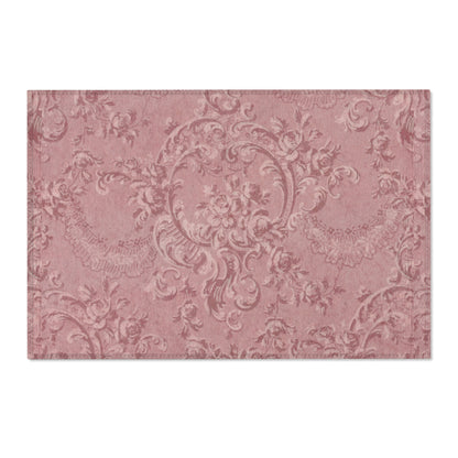 Rose Damask area rug shown in landscape orientation