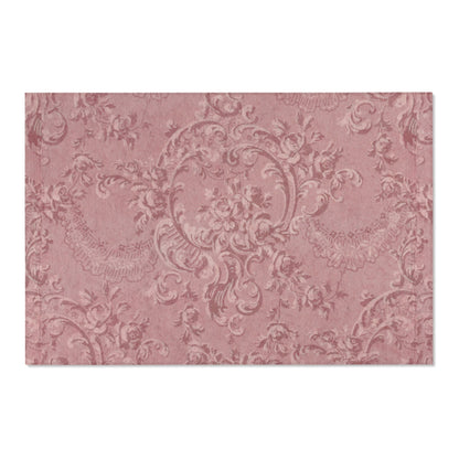 Low pile nursery rug in tonal dusty rose damask