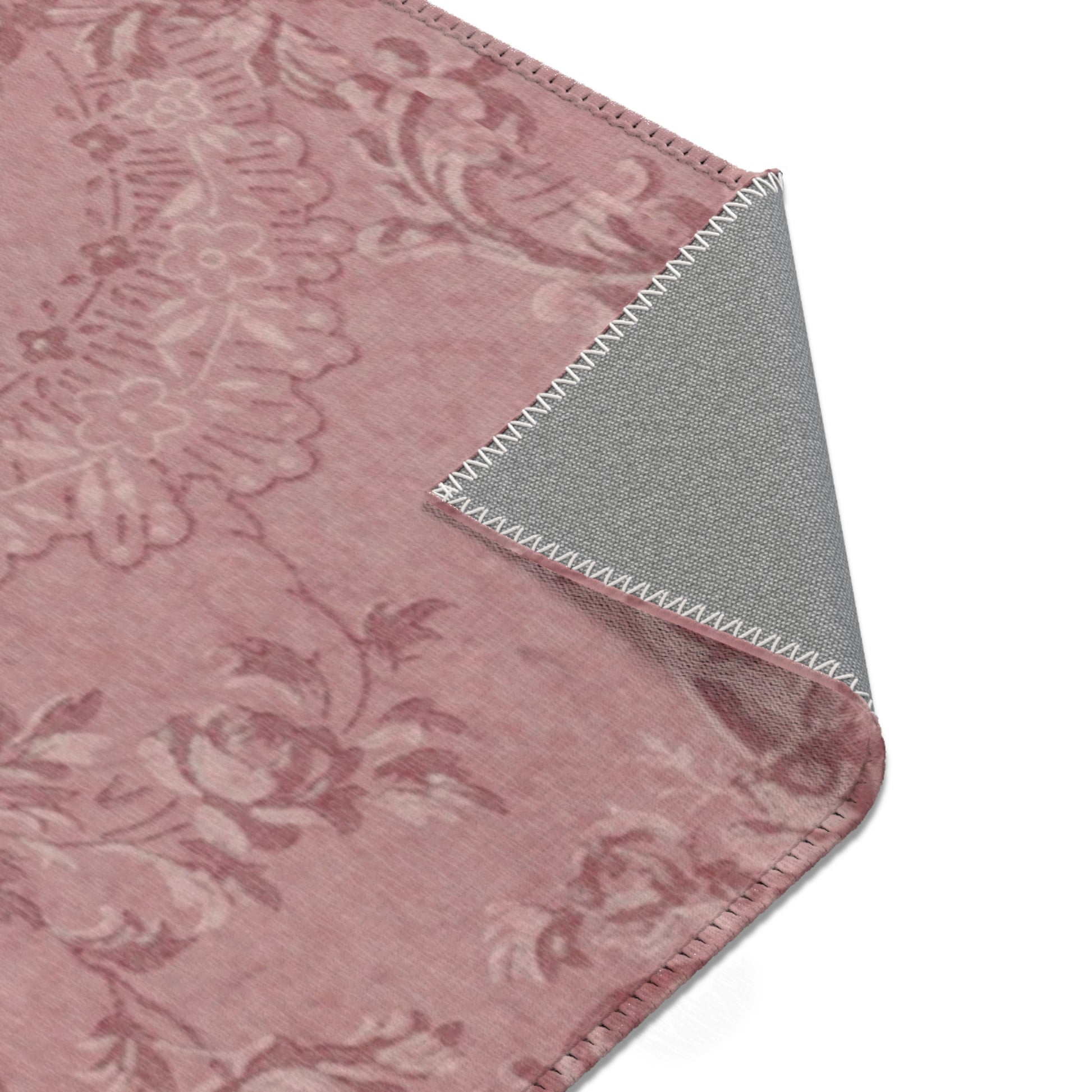 Rose Damask rectangular nursery area rug