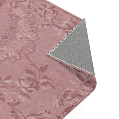 Rose Damask rectangular nursery area rug