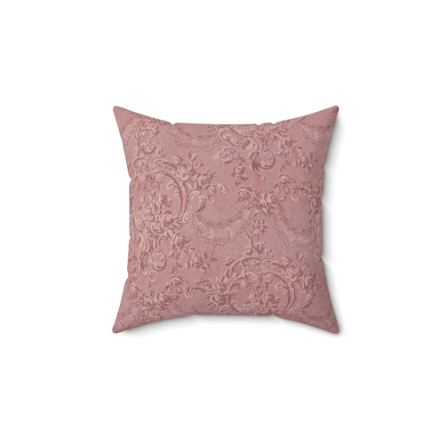 Rose Damask decorative nursery pillow on a glider chair