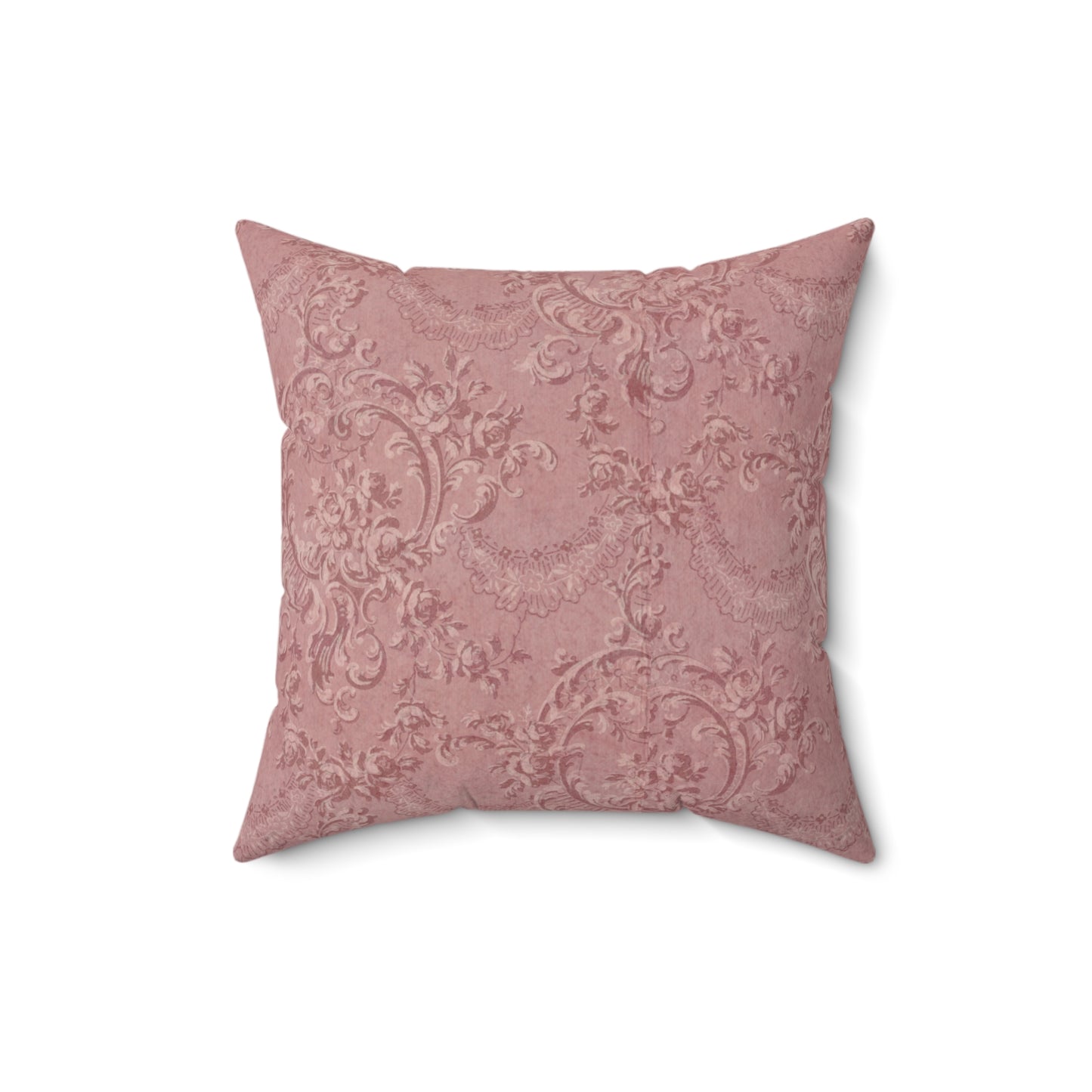 Faux suede nursery pillow in tonal dusty rose damask