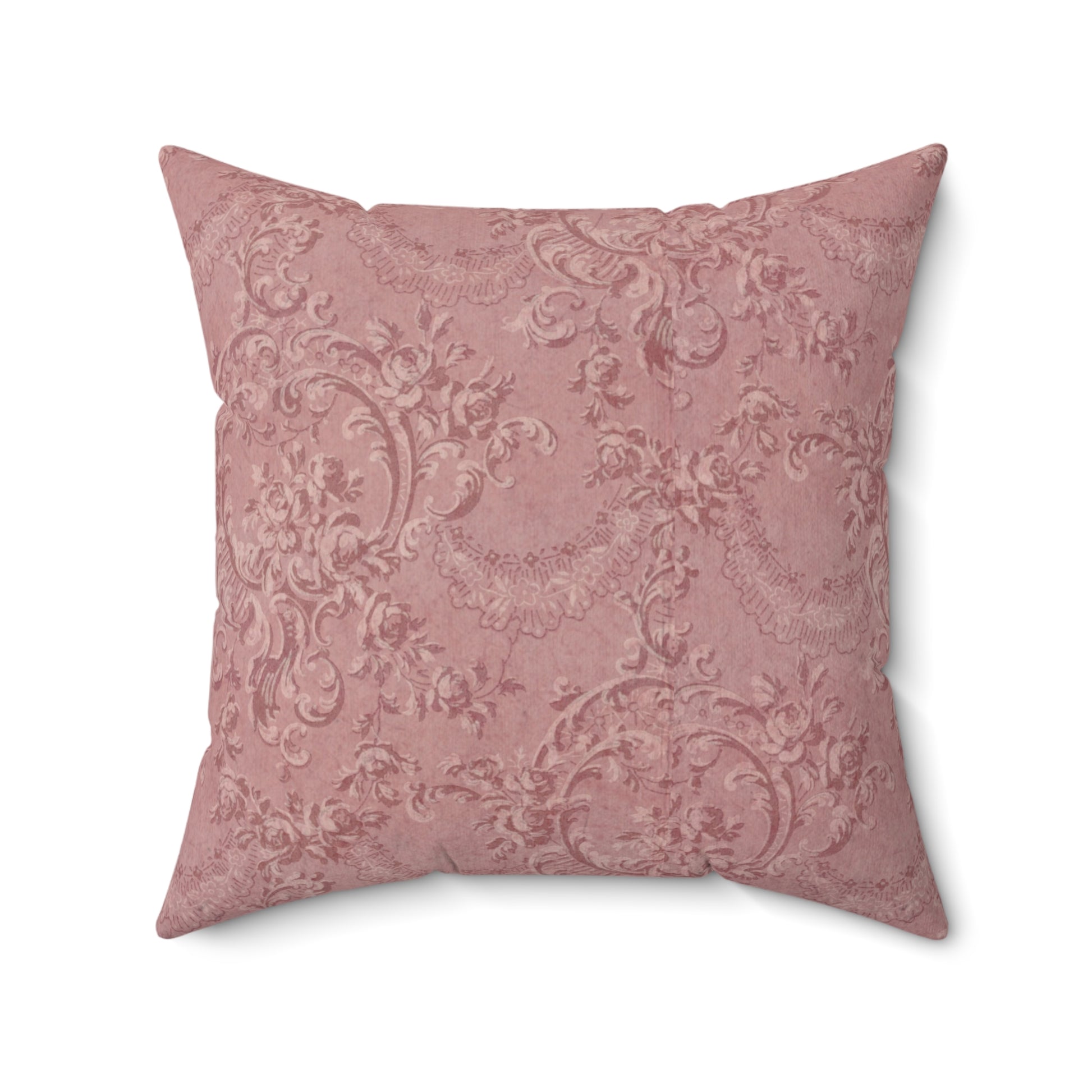 Rose Damask nursery pillow shown from the front