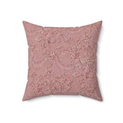Rose Damask decorative pillow against a plain background