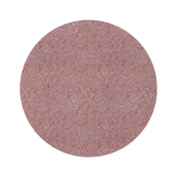 Rose Damask round nursery rug on a baby room floor