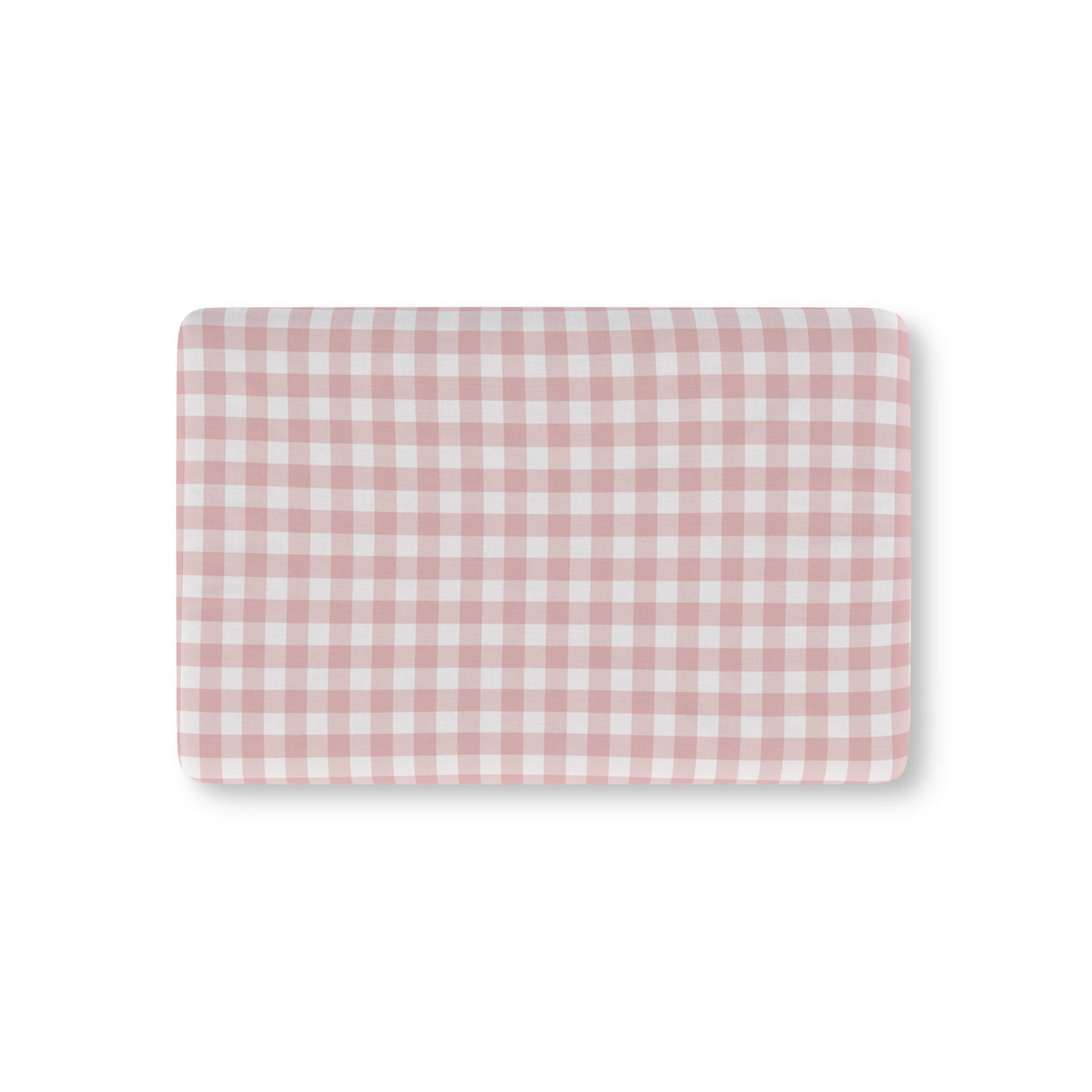 Rose Gingham fitted crib sheet on a nursery crib mattress