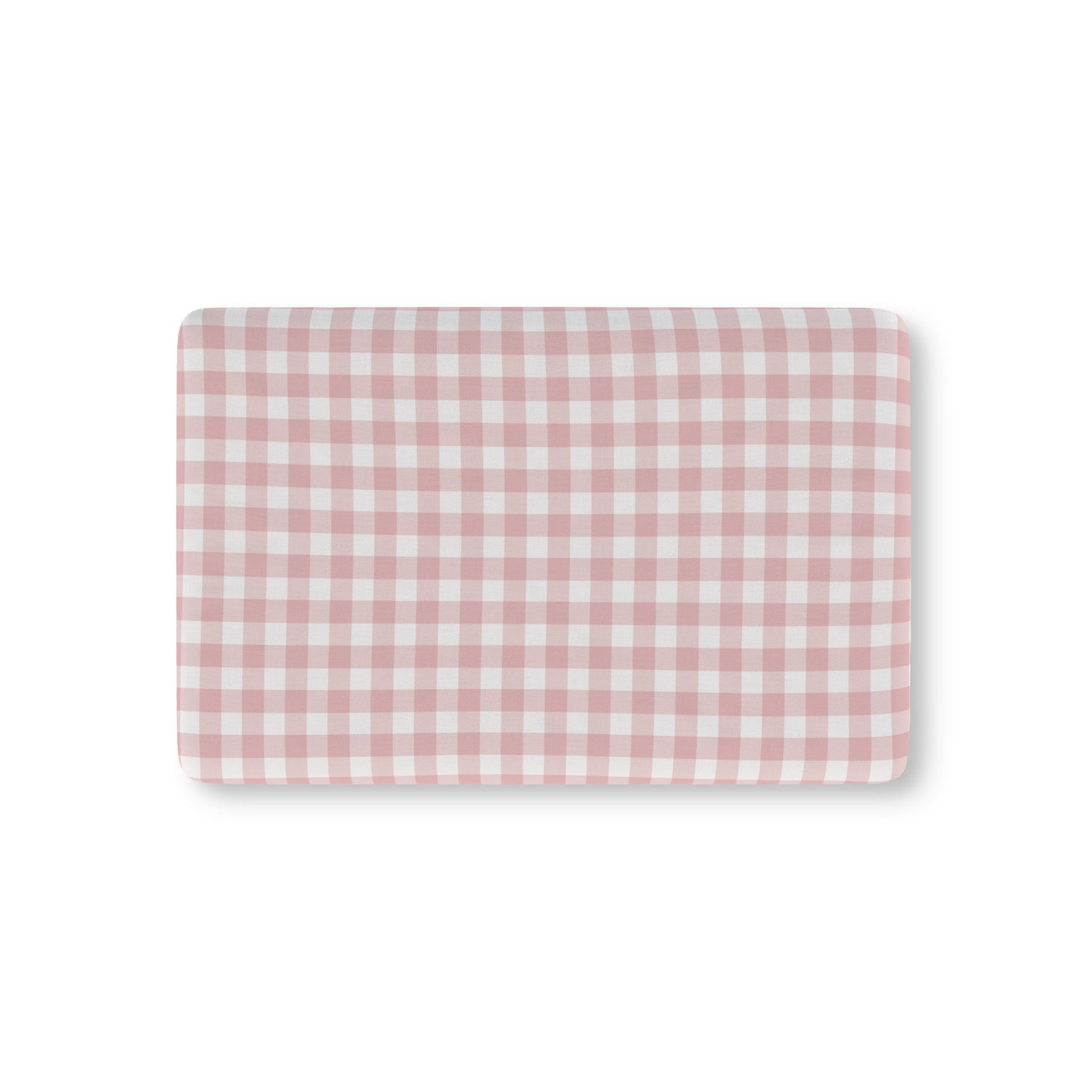 Rose Gingham fitted crib sheet on a nursery crib mattress