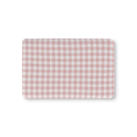 Rose Gingham fitted crib sheet on a nursery crib mattress