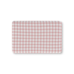 Rose Gingham fitted crib sheet on a nursery crib mattress